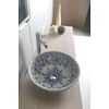 Kép 2/6 - Priori kerámiamosdó, átm:42cm, fehér, kék mintával