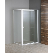 AQUALINE AMICO nyíló zuhanyajtó, 100-122x185cm, fehér profil, 6mm transparent üveg