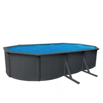 Pontaqua Family Pool ovális 6,1x3,6x1,2 antracit, 0,4mm PVC fólia, 2 gégecső, szkimmerrel, befúvóval