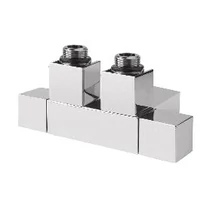 CUBE TWIN csatlakozókészlet radiátorhoz, középső bekötés,50mm, csiszolt inox
