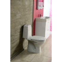 Aqualine RIGA monoblokkos WC, alsó kifolyású, króm duál gombos öblítőmechanika, WC-ülőke nélkül