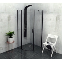 POLYSAN ZOOM LINE BLACK íves zuhanykabin, balos, 900x900mm,