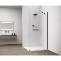 Sapho ESCA BLACK Matt fix zuhanyfal, fali profillal, sarok merevítővel, transzparent üveg, 700mm