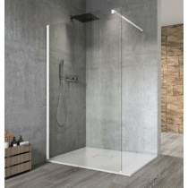 VARIO WHITE Fix zuhanyfal, fali profillal, merőleges merevítő nélkül, transzparent üveg, 700mm