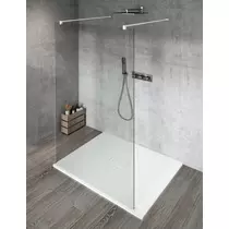 Sapho VARIO WHITE Szabadon álló zuhanyfal merőleges merevítőkkel, transzparent üveg, 700mm