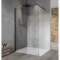 Sapho VARIO BLACK Fix Fix zuhanyfal, fali profillal, merőleges merevítővel, transzparent üveg, 700mm