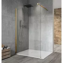 Sapho VARIO Gold matt Fix zuhanyfal, fali profillal, merőleges merevítővel, transzparent üveg, 700mm