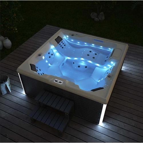 STREAM BIG Kültéri pezsgőfürdő lépcsővel és thermo tetővel - 207 x 207 cm 5 fő részére