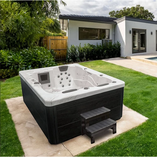 Outdoor Whirlpool White Marble jakuzzi  lépcsővel és Thermofedéssel