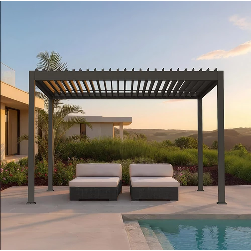 Home Garden FAYLA Elektromos aluminium pergola, 2 db szúnyoghálóval - Antracit 407 x 297 x 250 cm