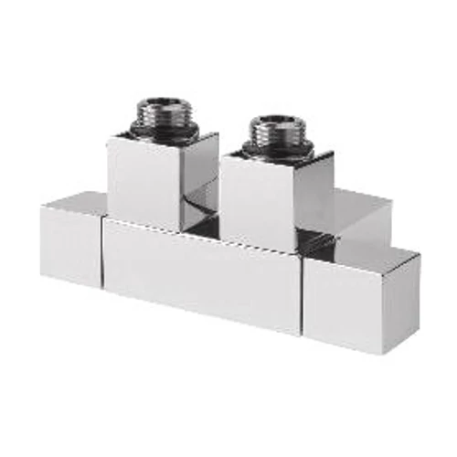 CUBE TWIN csatlakozókészlet radiátorhoz, középső bekötés,50mm, csiszolt inox