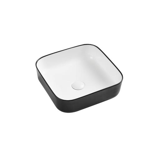 Wellis Azalea matt fekete-fehér pultra építhető porcelán mosdó 39x39 cm