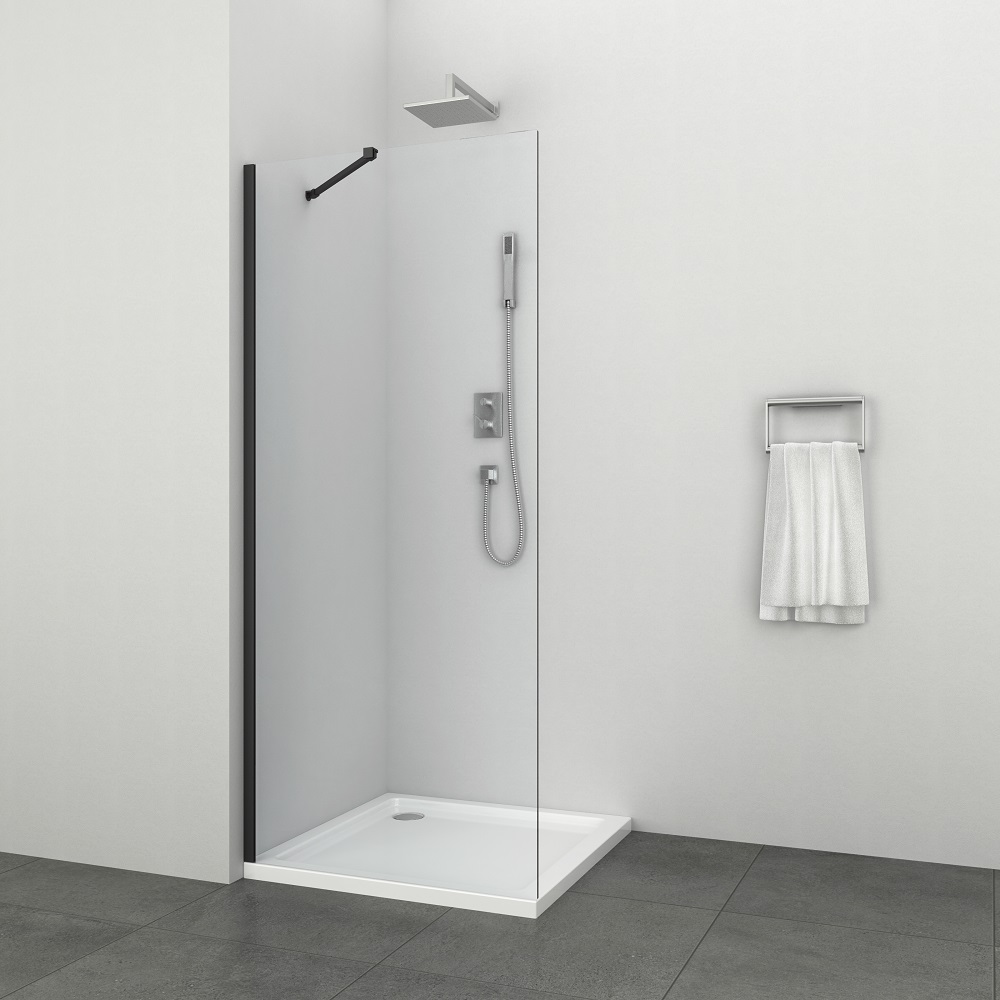 Sanotechnik Elite Black zuhanyfal (6 mm) 195cm magas