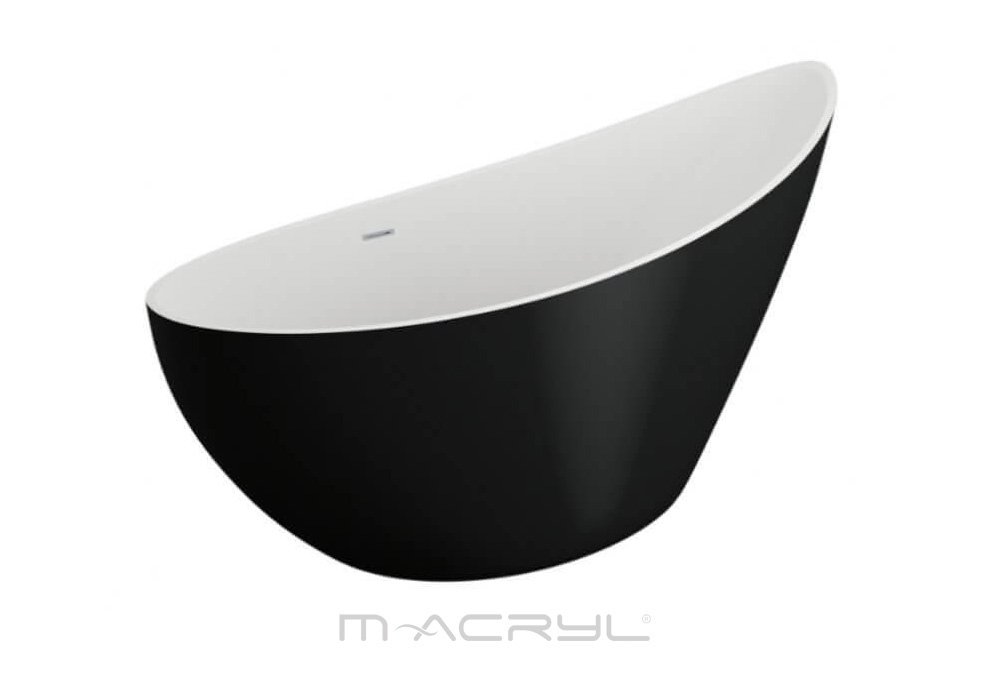 M-Acryl Paradise szabadon álló akril kád matt fekete előlappal 180x80 cm