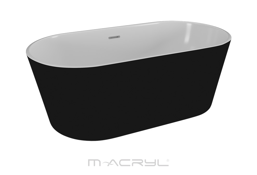 M-Acryl Victory szabadon álló akril kád matt fekete előlappal 160x80 cm