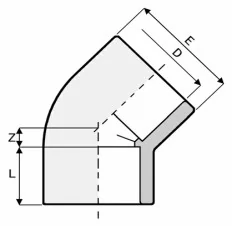 Astore PVC könyök 45 fokos D63