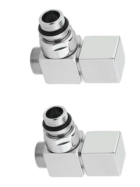 CUBE csatlakozó készlet szett, sarokszeleppel, szögletes, szálcsiszolt inox