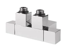 CUBE TWIN csatlakozókészlet radiátorhoz, középső bekötés,50mm, csiszolt inox