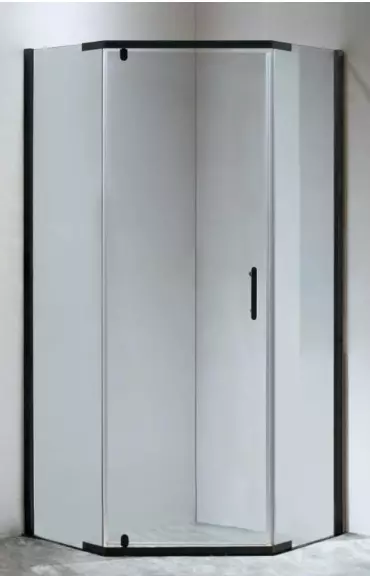 Sanotechnik Ötszögletű sarokkabin pivot ajtóval, fekete